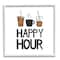 Stupell Industries Happy Hour Phrase Coffee Iced Drink Kitchen Beverage Framed Wall Art
